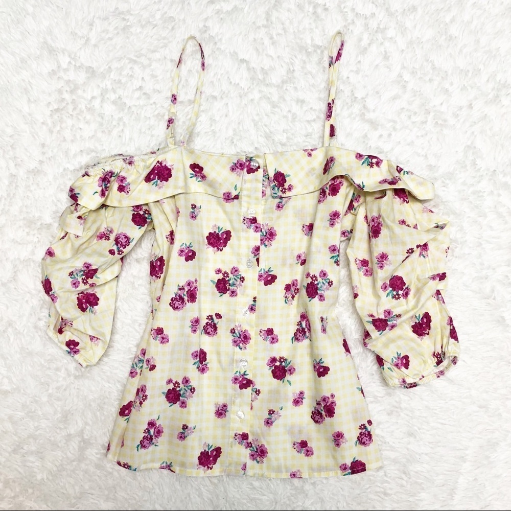 NWT No Comment Cold Shoulder Floral Top Sz M - Picture 5 of 11